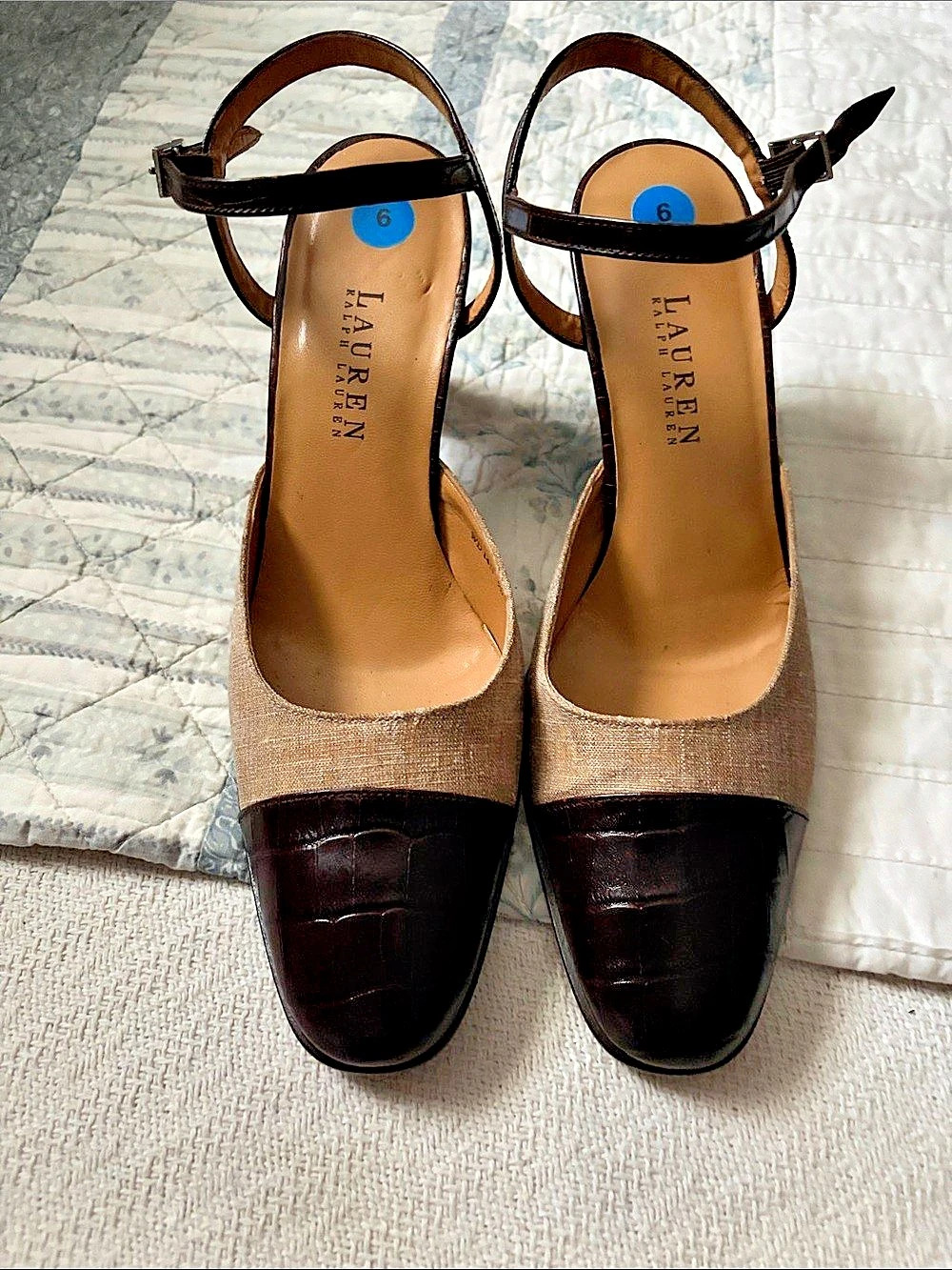 Lauren Ralph Lauren Pointed Toe Heels in Brown & beige US 6